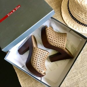 Eva & Zoe Summer Brown Clogs Heels